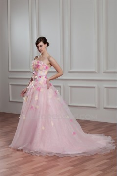 Fantastic Strapless A-Line Sleeveless Satin Organza Wedding Dresses 2030693