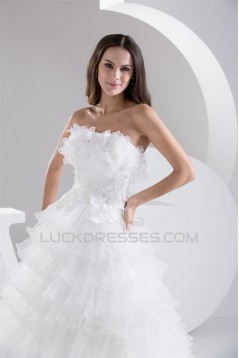 Fantastic Strapless Satin Fine Netting Sleeveless Lace Wedding Dresses 2030694