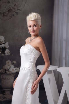 A-Line Satin Sweetheart Sleeveless Sweet Wedding Dresses 2030698