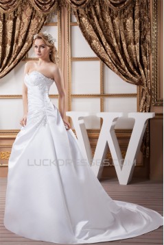 Fashionable Satin A-Line Sweetheart Sleeveless Sweet Wedding Dresses 2030704