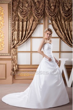 Fashionable Satin A-Line Sweetheart Sleeveless Sweet Wedding Dresses 2030704