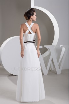 A-Line Sleeveless V-Neck Chiffon Floor-Length Wedding Dresses 2030708