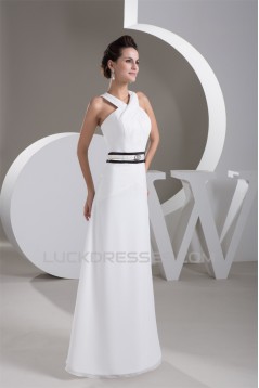 A-Line Sleeveless V-Neck Chiffon Floor-Length Wedding Dresses 2030708