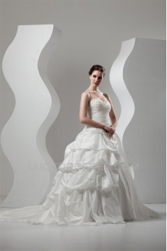 Ball Gown Sweetheart Sleeveless Lace Taffeta Wedding Dresses 2030713