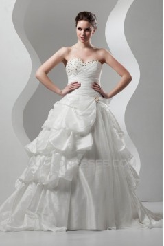 Ball Gown Sweetheart Sleeveless Lace Taffeta Wedding Dresses 2030713