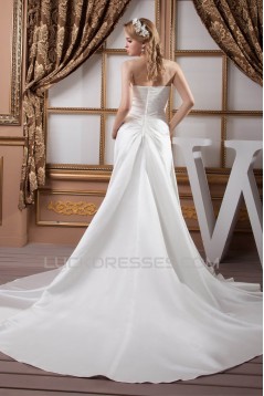 A-Line Sweetheart Sleeveless Chapel Train Beaded Wedding Dresses 2030721