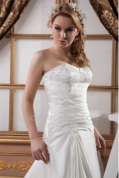 A-Line Sweetheart Sleeveless Chapel Train Beaded Wedding Dresses 2030721