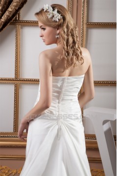 A-Line Sweetheart Sleeveless Chapel Train Beaded Wedding Dresses 2030721