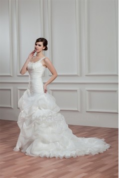 Great A-Line Sleeveless Straps Satin Organza Wedding Dresses 2030723