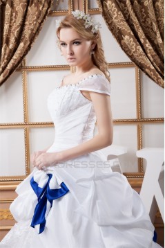 Great Ball Gown Soft Sweetheart Satin Organza Cap Sleeve Wedding Dresses 2030724