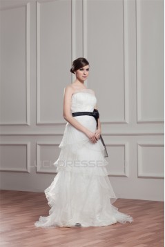 Great Satin Organza A-Line Strapless Sleeveless Wedding Dresses 2030727