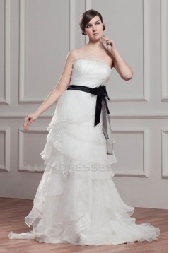 Great Satin Organza A-Line Strapless Sleeveless Wedding Dresses 2030727