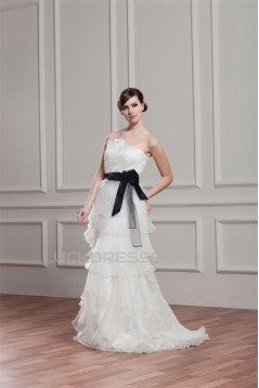 Great Satin Organza A-Line Strapless Sleeveless Wedding Dresses 2030727