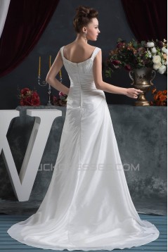 A-Line Great Sleeveless Taffeta Scoop Beaded Wedding Dresses 2030731