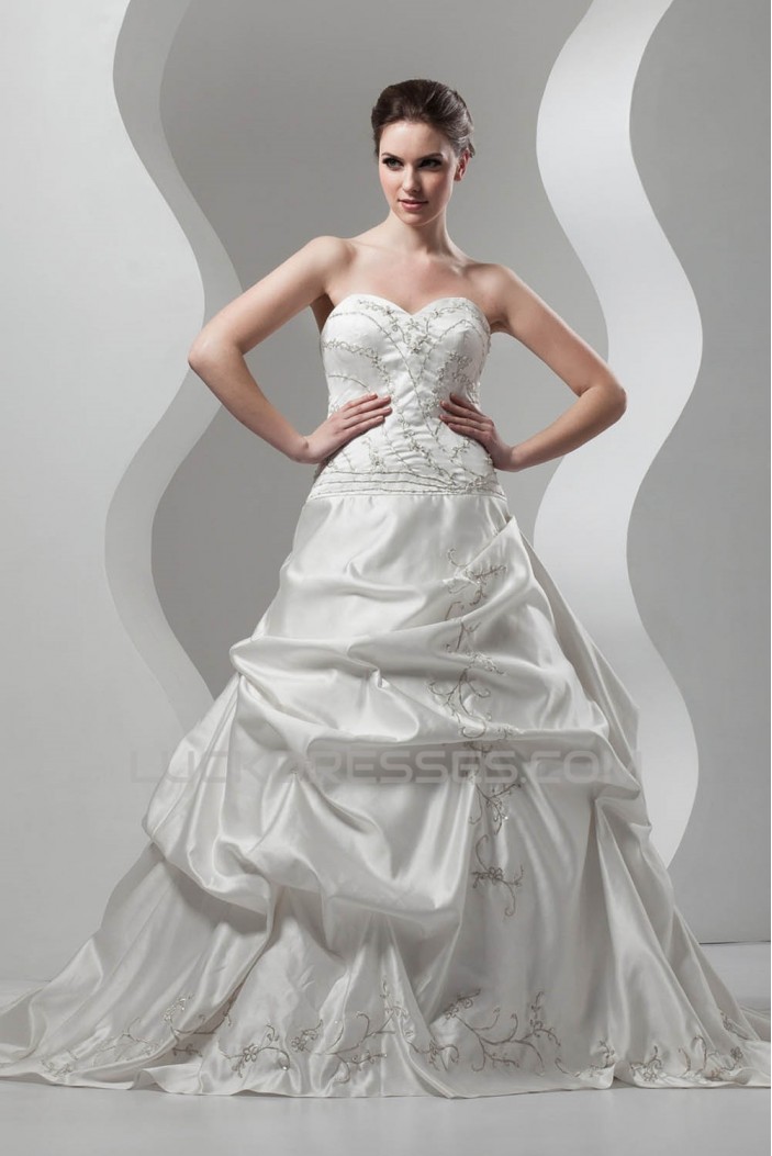 Great Sweetheart A-Line Sleeveless Taffeta Wedding Dresses 2030734