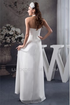 Halter Sheath/Column Sleeveless Floor-Length Wedding Dresses 2030738