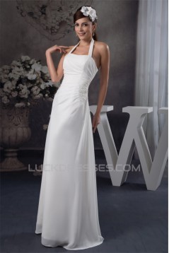 Halter Sheath/Column Sleeveless Floor-Length Wedding Dresses 2030738