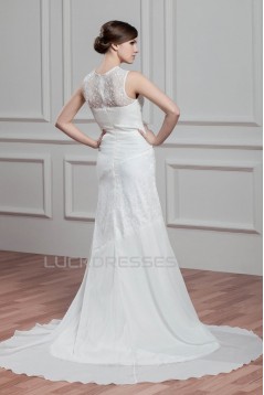 Sheath/Column Sleeveless Lace Chiffon New Arrival Wedding Dresses 2030740