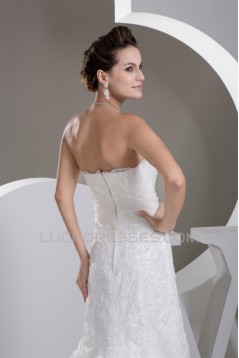 Elegant Trumpet/Mermaid Sweetheart Satin Lace Sleeveless Wedding Dresses 2030744