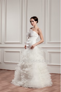 A-Line Satin Taffeta Lace Sleeveless Sweet Wedding Dresses 2030747