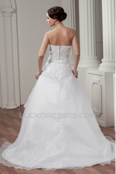 Hot Sale Strapless Sleeveless Satin A-Line Sweet Wedding Dresses 2030752