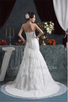 Elegant Court Train Sleeveless Sweet Lace Wedding Dresses 2030757