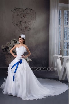 Ball Gown Chapel Train Sleeveless Strapless Sweet Wedding Dresses 2030758