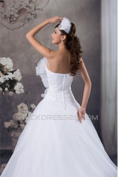 Ball Gown Chapel Train Sleeveless Strapless Sweet Wedding Dresses 2030758