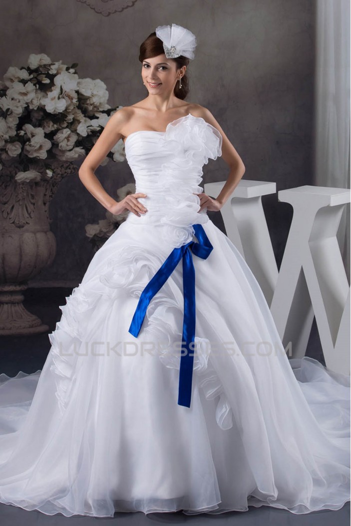 Ball Gown Chapel Train Sleeveless Strapless Sweet Wedding Dresses 2030758