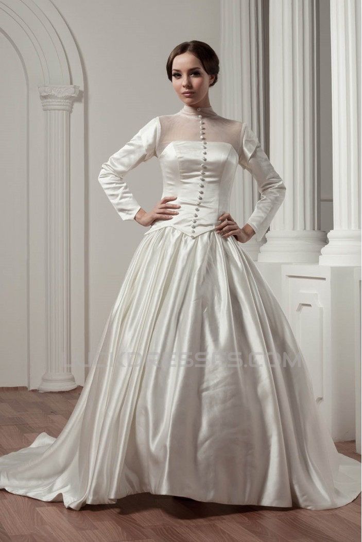 long-sleeve-satin-fine-netting-a-line-portrait-high-neck-wedding-dresses-2030766