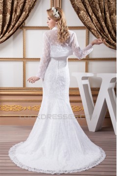 Mermaid/Trumpet Satin Lace Sweetheart Wedding Dresses with A Long Sleeve Lace Jacket 2030772