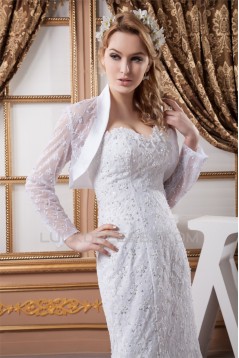 Mermaid/Trumpet Satin Lace Sweetheart Wedding Dresses with A Long Sleeve Lace Jacket 2030772