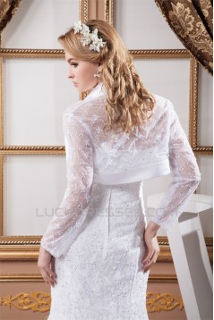 Mermaid/Trumpet Satin Lace Sweetheart Wedding Dresses with A Long Sleeve Lace Jacket 2030772