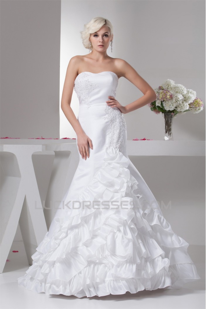 Mermaid/Trumpet Sleeveless Satin Taffeta Sweet Wedding Dresses 2030774