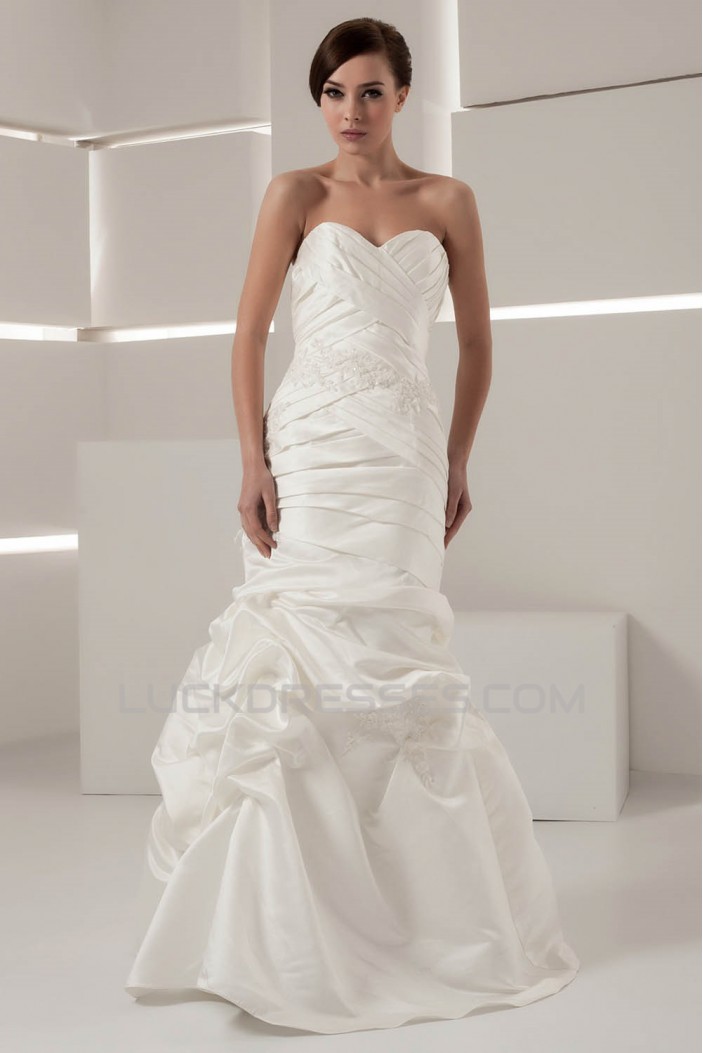 Mermaid/Trumpet Sweetheart Satin Taffeta Floor-Length Wedding Dresses 2030776