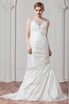 New Arrival A-Line Taffeta V-Neck Beaded Wedding Dresses 2030777