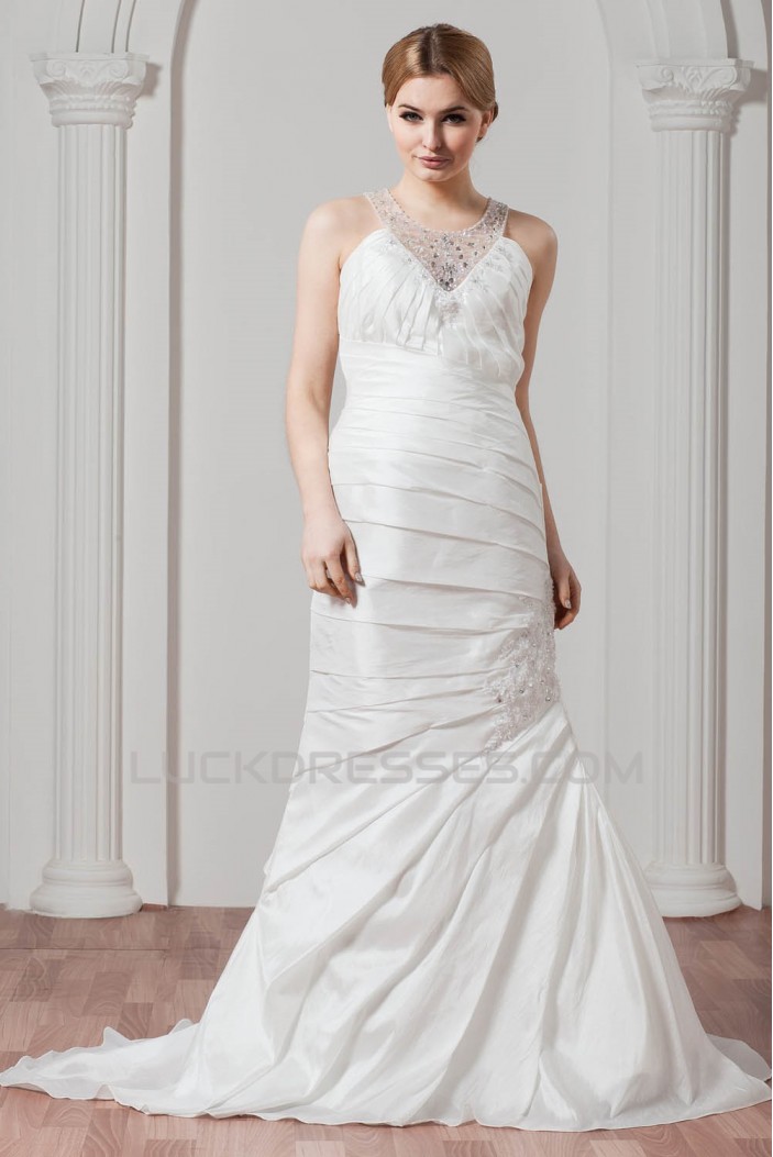 New Arrival A-Line Taffeta V-Neck Beaded Wedding Dresses 2030777