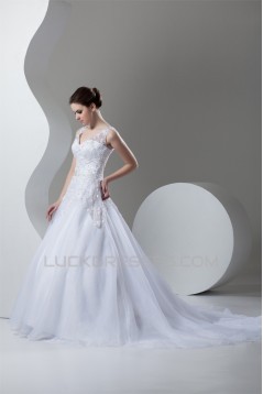 New Arrival Ball Gown Satin Organza V-Neck Sleeveless Wedding Dresses 2030778