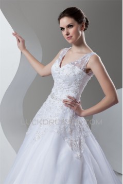 New Arrival Ball Gown Satin Organza V-Neck Sleeveless Wedding Dresses 2030778