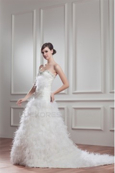 New Arrival Satin Sleeveless A-Line Sweetheart Wedding Dresses 2030781