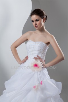 Ball Gown Sleeveless Sweetheart Satin Organza Wedding Dresses 2030788