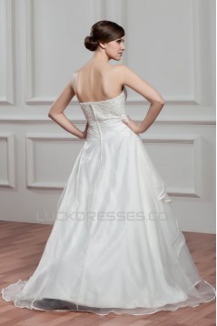 New Design Satin Organza Sweetheart A-Line Sleeveless Wedding Dresses 2030793