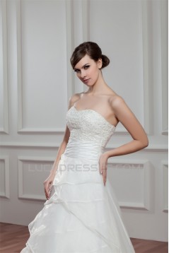 New Design Satin Organza Sweetheart A-Line Sleeveless Wedding Dresses 2030793