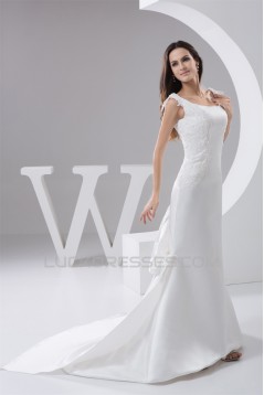 New Design Satin Square Mermaid/Trumpet Lace Wedding Dresses 2030794