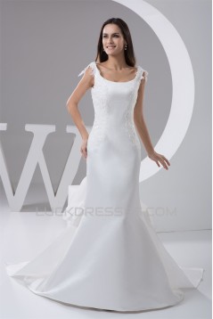 New Design Satin Square Mermaid/Trumpet Lace Wedding Dresses 2030794