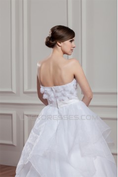 New Design Sleeveless Ball Gown Strapless Satin Organza Wedding Dresses 2030796