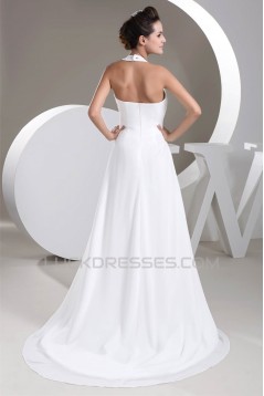 A-Line Chiffon Halter Sleeveless Beaded Wedding Dresses 2030800