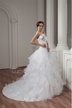New Style A-Line Sleeveless Satin Strapless Wedding Dresses 2030802