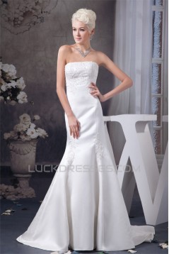 New Style Trumpet/Mermaid Sleeveless Strapless Lace Wedding Dresses 2030803