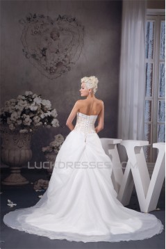 New Style Satin Strapless Sleeveless A-Line Beaded Wedding Dresses 2030805